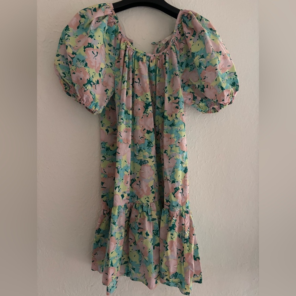 Gianni Bini Women’s Mini Floral Pastel Puff Sleeve Size X-Small - Picture 5 of 5